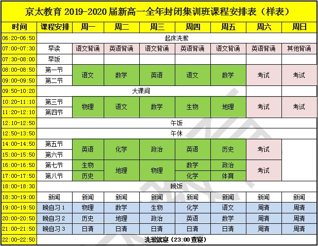 京太教育·2019-2020学年·新高一文化课全日制·招生简章